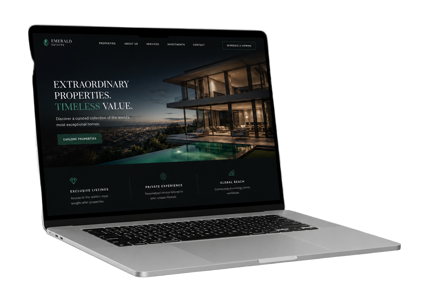 Laptop displaying a premium website designed by Cypress Digital